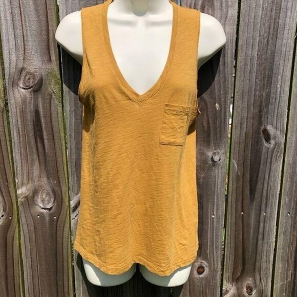Madewell XXS Pocket Tank Orange Sleeveless Top Blouse V Neck Whisper - Picture 3 of 8